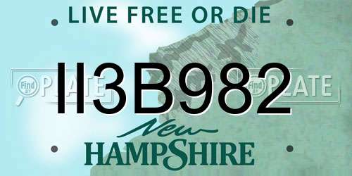 II3B982 New Hampshire License Plate