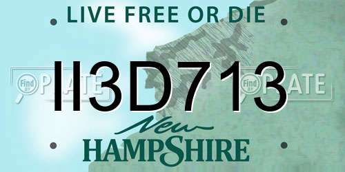 II3D713 New Hampshire License Plate