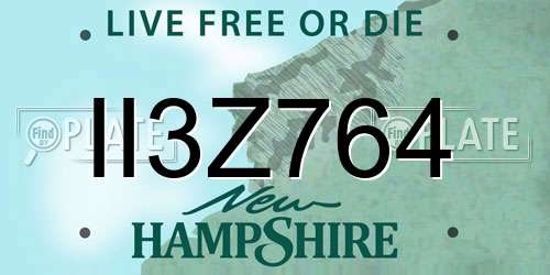 II3Z764 New Hampshire License Plate