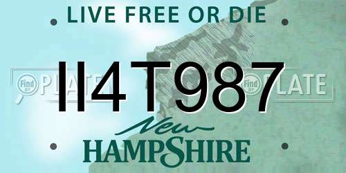 II4T987 New Hampshire License Plate