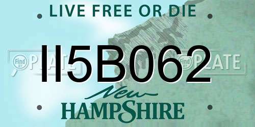 II5B062 New Hampshire License Plate