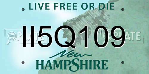 II5Q109 New Hampshire License Plate