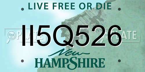 II5Q526 New Hampshire License Plate