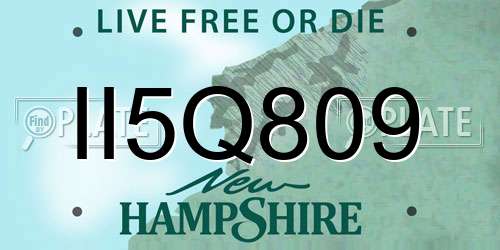 II5Q809 New Hampshire License Plate