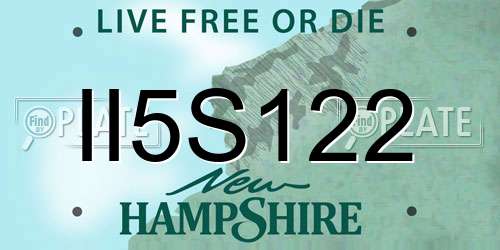 II5S122 New Hampshire License Plate