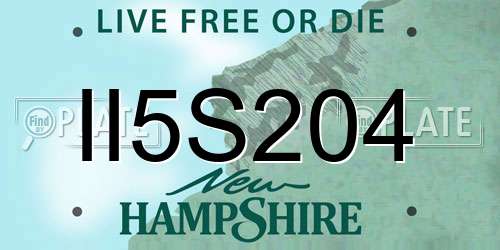 II5S204 New Hampshire License Plate