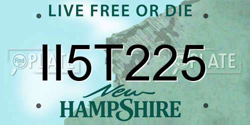 II5T225 New Hampshire License Plate