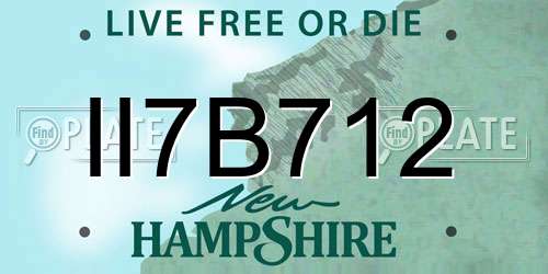 II7B712 New Hampshire License Plate