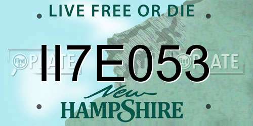 II7E053 New Hampshire License Plate
