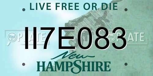 II7E083 New Hampshire License Plate