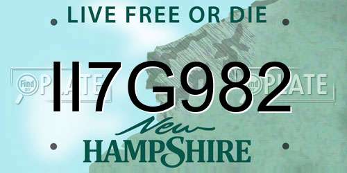 II7G982 New Hampshire License Plate