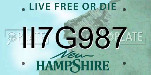 II7G987 New Hampshire License Plate