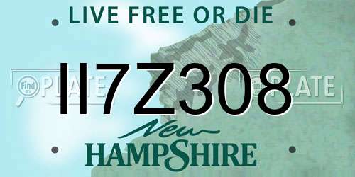 II7Z308 New Hampshire License Plate