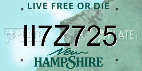 II7Z725 New Hampshire License Plate