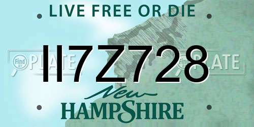 II7Z728 New Hampshire License Plate