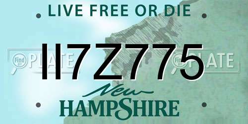 II7Z775 New Hampshire License Plate