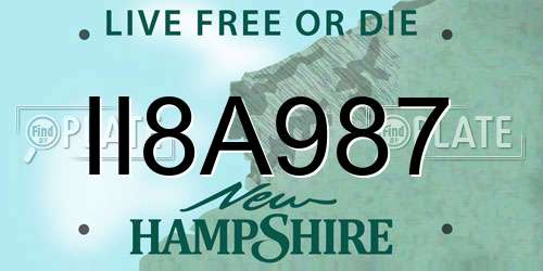 II8A987 New Hampshire License Plate