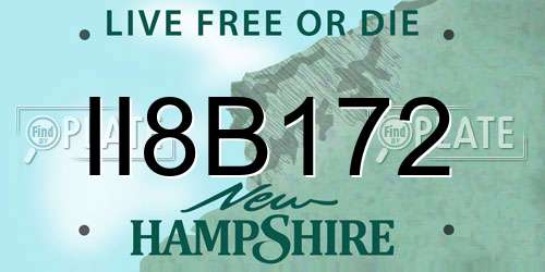 II8B172 New Hampshire License Plate