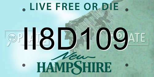 II8D109 New Hampshire License Plate