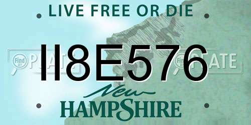 II8E576 New Hampshire License Plate