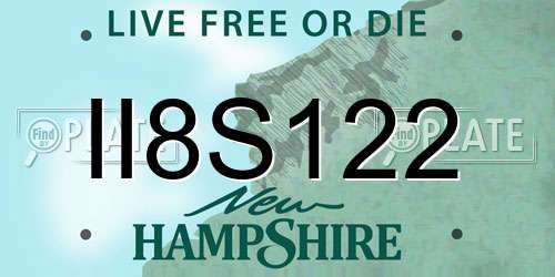 II8S122 New Hampshire License Plate