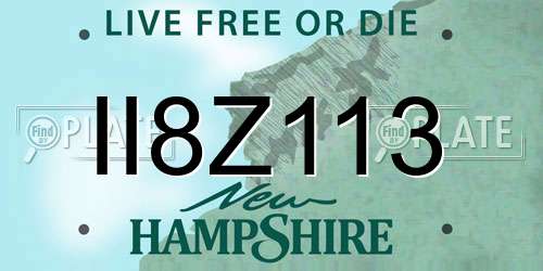 II8Z113 New Hampshire License Plate