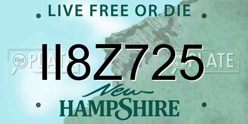 II8Z725 New Hampshire License Plate