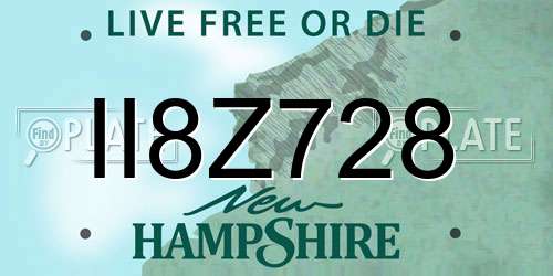 II8Z728 New Hampshire License Plate