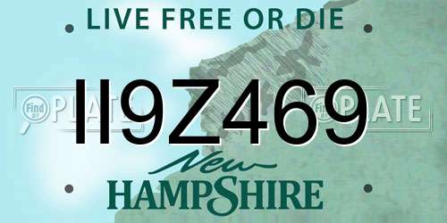 II9Z469 New Hampshire License Plate