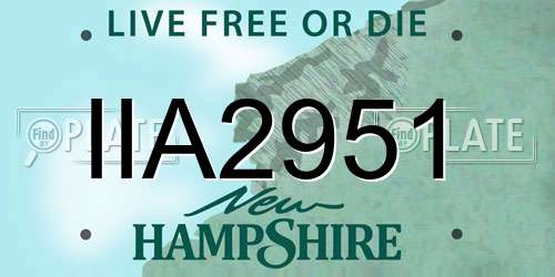 IIA2951 New Hampshire License Plate