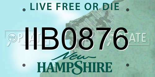 IIB0876 New Hampshire License Plate