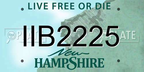 IIB2225 New Hampshire License Plate