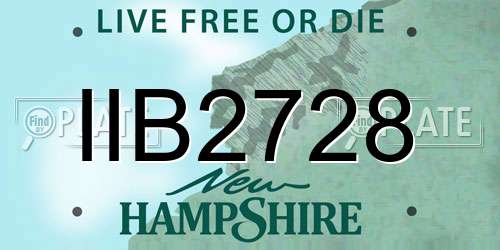 IIB2728 New Hampshire License Plate