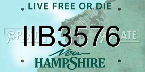 IIB3576 New Hampshire License Plate