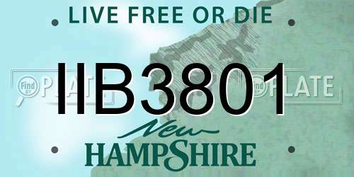 IIB3801 New Hampshire License Plate