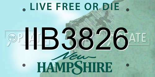 IIB3826 New Hampshire License Plate