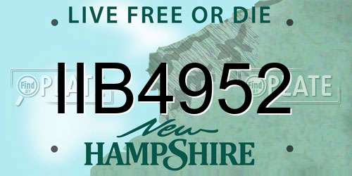 IIB4952 New Hampshire License Plate