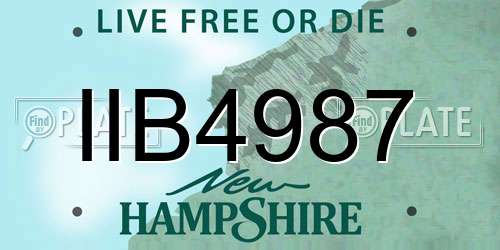 IIB4987 New Hampshire License Plate
