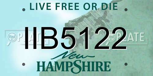 IIB5122 New Hampshire License Plate