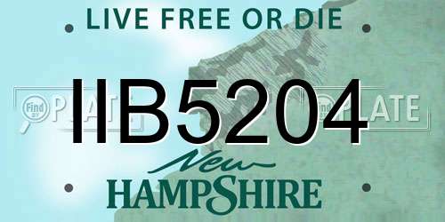 IIB5204 New Hampshire License Plate
