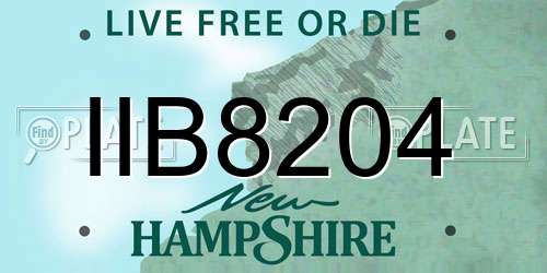 IIB8204 New Hampshire License Plate