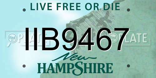 IIB9467 New Hampshire License Plate