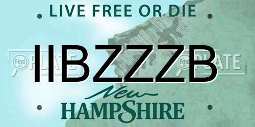 IIBZZZB New Hampshire License Plate