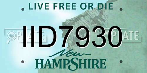 IID7930 New Hampshire License Plate
