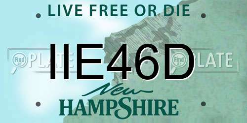 IIE46D New Hampshire License Plate
