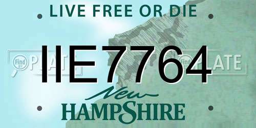 IIE7764 New Hampshire License Plate