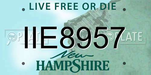 IIE8957 New Hampshire License Plate