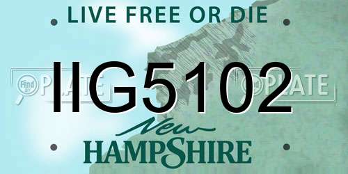 IIG5102 New Hampshire License Plate