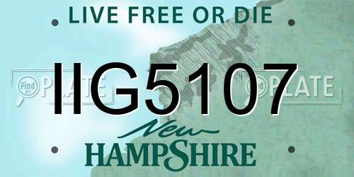 IIG5107 New Hampshire License Plate