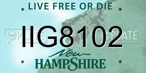 IIG8102 New Hampshire License Plate